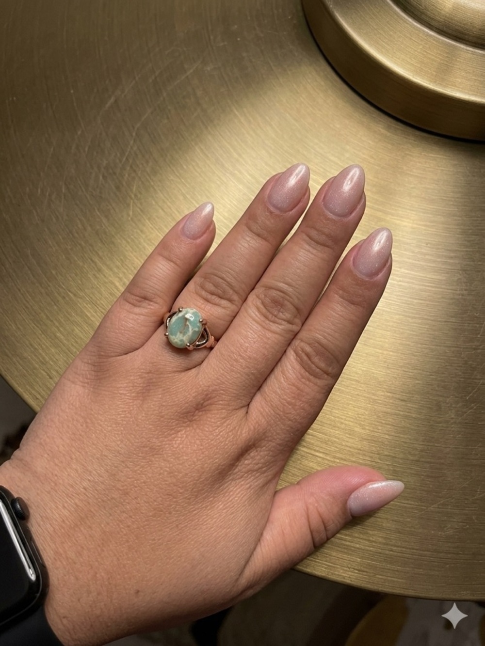 Size 6 Delicate Aquamarine Stone Ring in Rose Gold